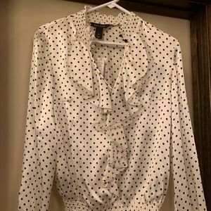 NWT!  White House Black Market Polka Dit Blouse